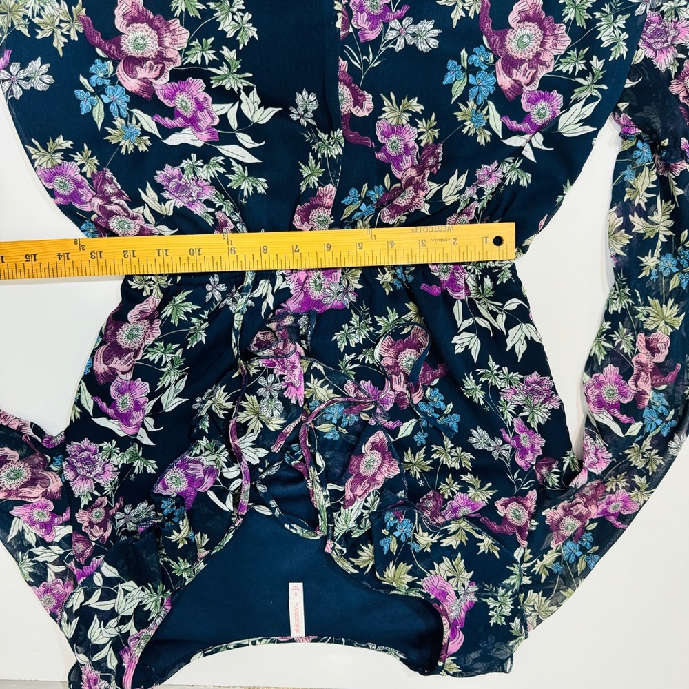 Xhilaration Floral Lace-Up Romper - Black and Purple - Picture 10 of 15